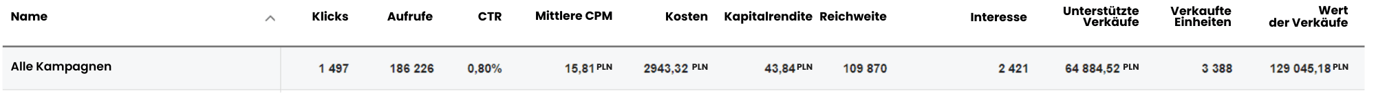 Ergebnisse der Display-Werbung