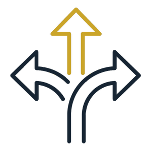 Symbol: Pfeile in drei Richtungen