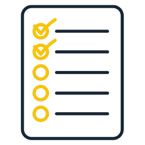 Symbol: Checkliste mit abgehakten Punkten